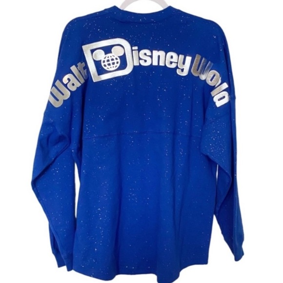 Disney Parks Walt Disney World Wishes Come True Spirit Jersey Blue Glitter Small